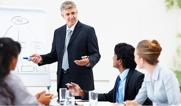Businessman giving presentation